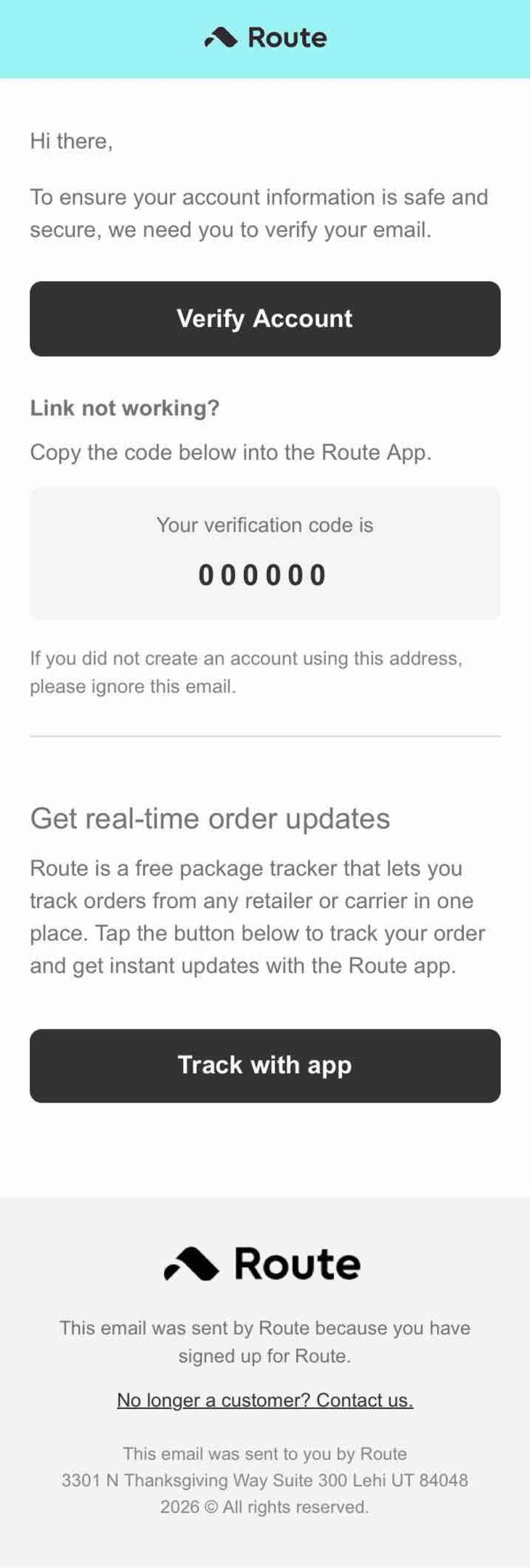 Route email template example 1