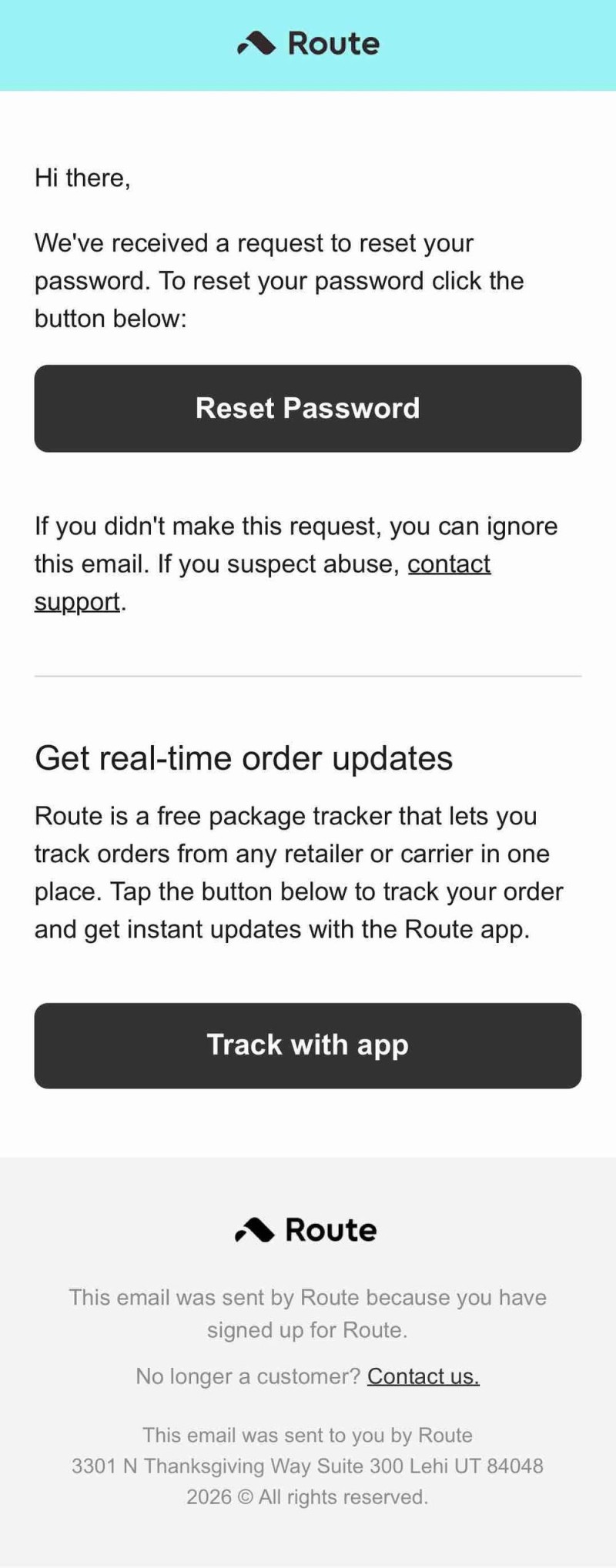 Route email template example 2